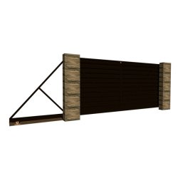 Откатные ворота с металлоштакетником 2сторонним горизонтально