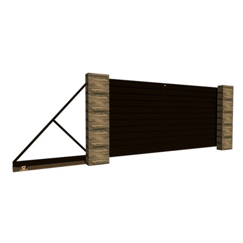 Откатные ворота с металлоштакетником 2сторонним горизонтально