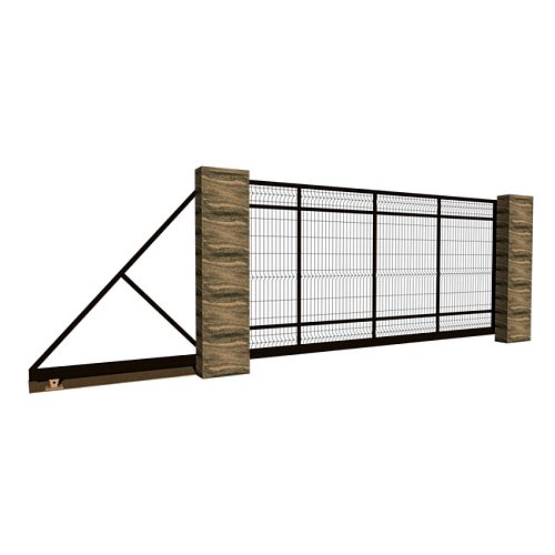 Откатные ворота с 3д сеткой