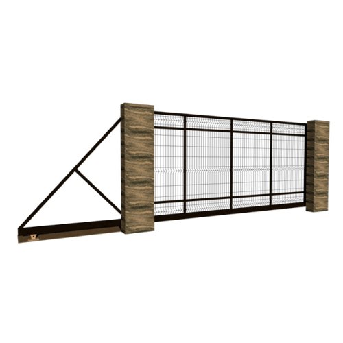 Откатные ворота с 3д сеткой