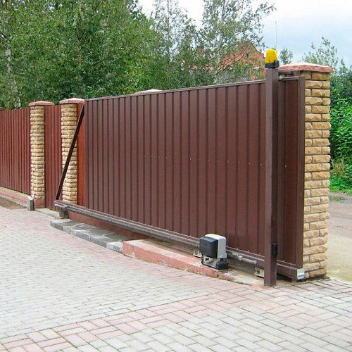 Откатные ворота с профлистом
